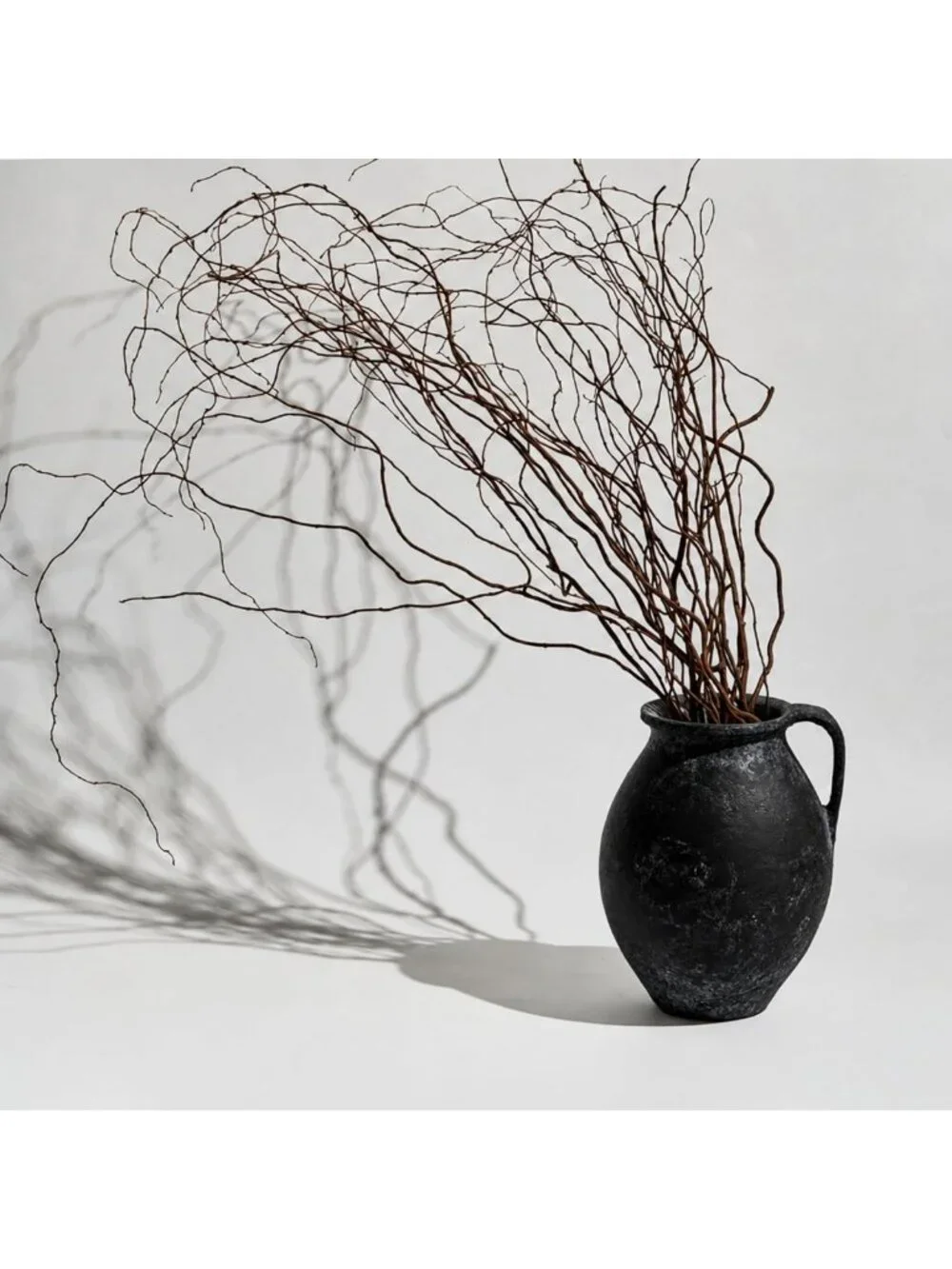 Large Black Ceramic Zen Vase 11.2” | Distressed Farmhouse Decor & Pottery